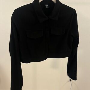 SHEIN Elegant Black Collared Top